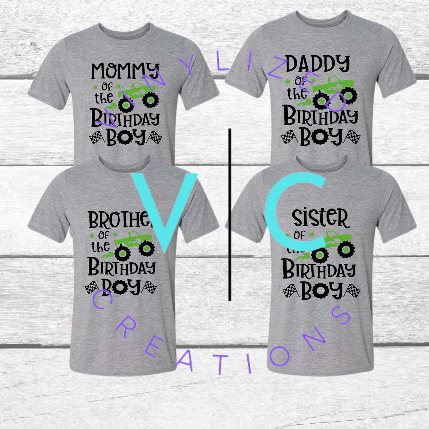 Monster Truck Family Birthday Shirts